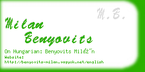 milan benyovits business card